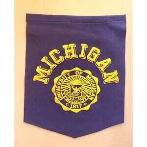 Rare Vintage Michigan State University Wool Felt College Pendant Banner Flag